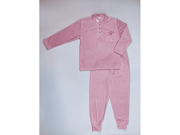 Pijama em Poliéster com Efeito Veludo e Malha Trabalhada 2