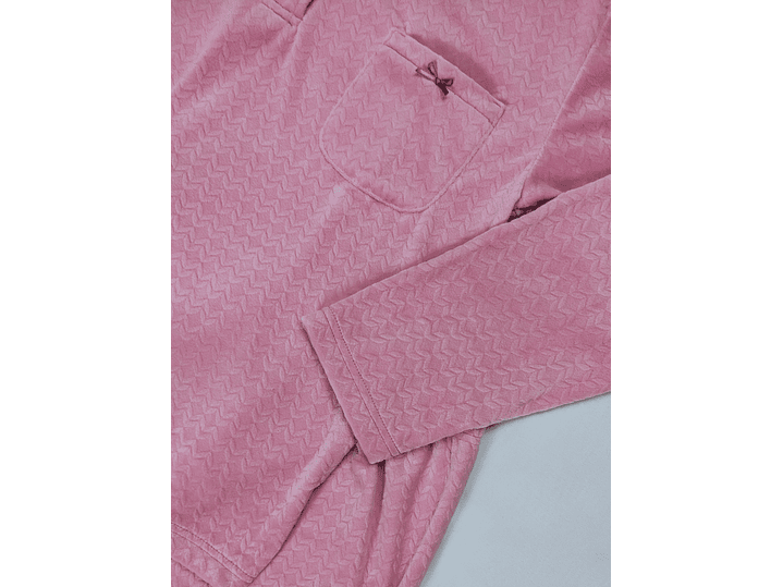 Pijama em Poliéster com Efeito Veludo e Malha Trabalhada 4