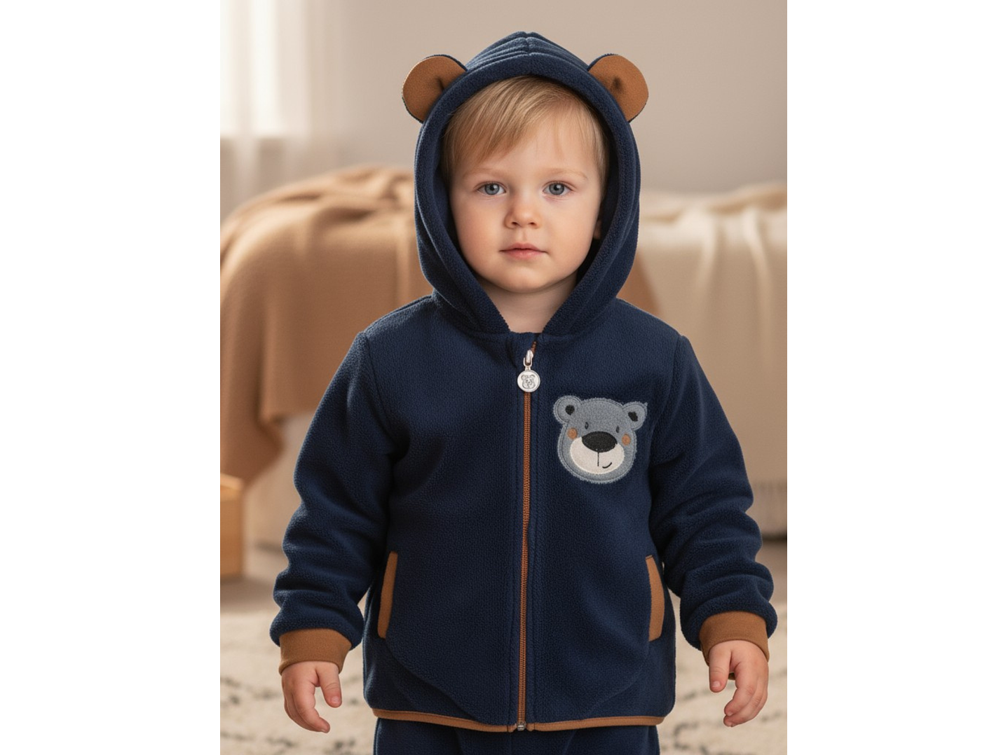 Casaco de bebé com capuz ursinho 1