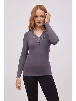 Camisola térmica de decote em bico