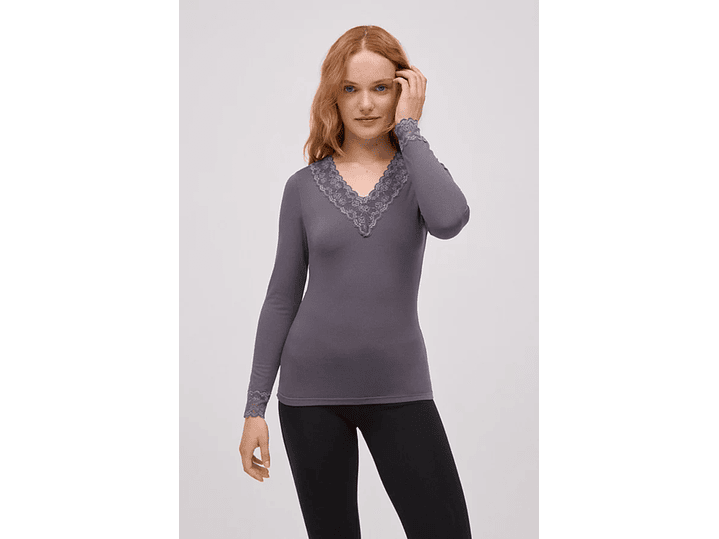 Camisola térmica de decote em bico 2