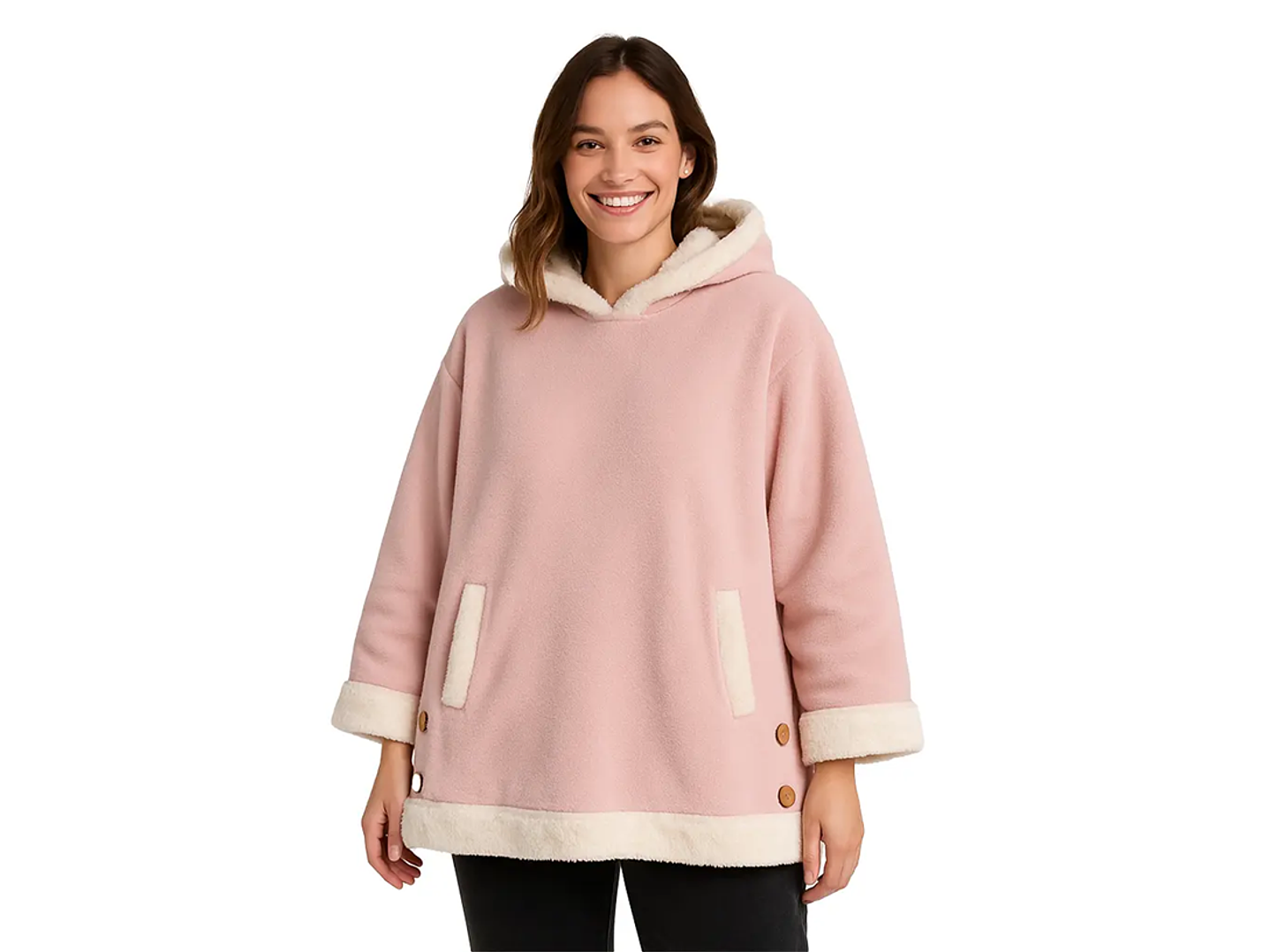 Poncho com capuz e bolsos 1