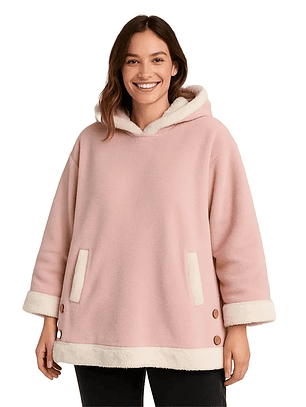 Poncho com capuz e bolsos