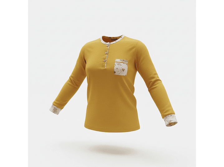 Pijama em algodão - amarelo torrado 2