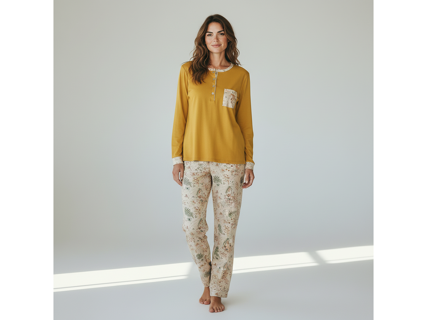 Pijama em algodão - amarelo torrado 3