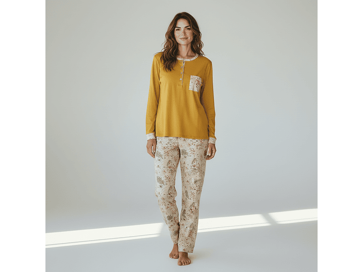 Pijama em algodão - amarelo torrado 3