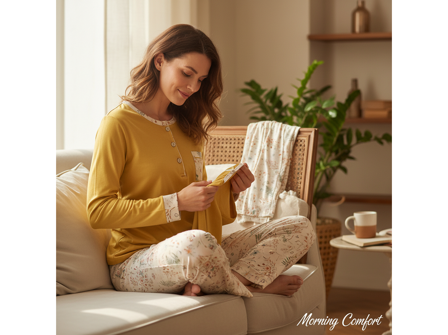 Pijama em algodão - amarelo torrado 1