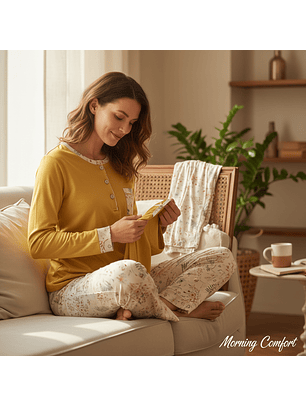 Pijama em algodão - amarelo torrado