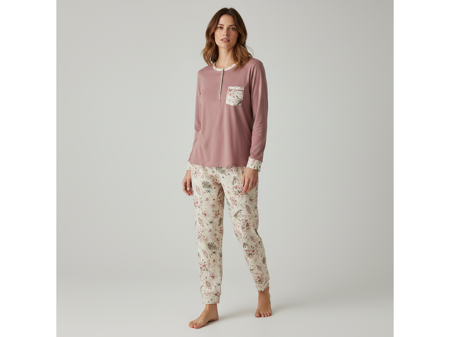 Pijama em algodão - rosa velho 1