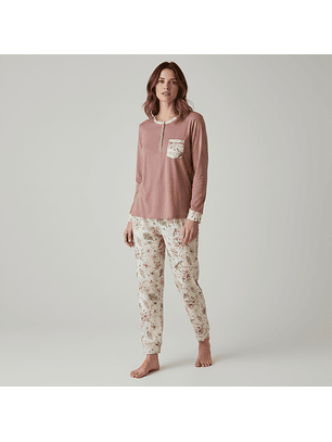 Pijama em algodão - rosa velho