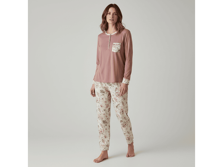 Pijama em algodão - rosa velho 1