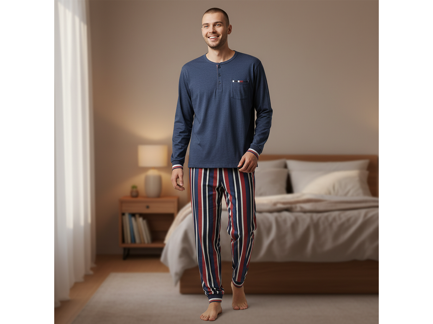 Pijama de homem em algodão - riscas 3