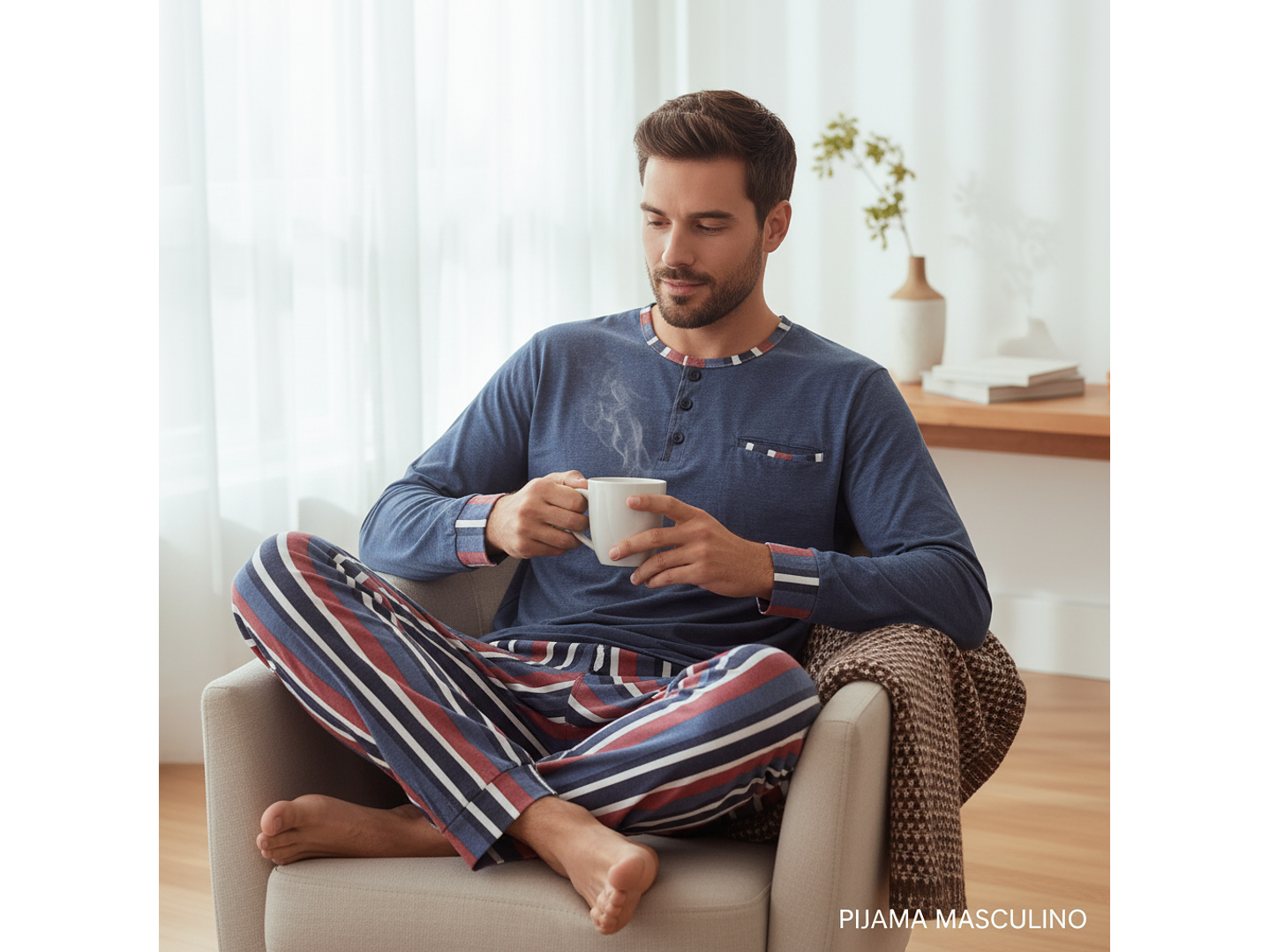 Pijama de homem em algodão - riscas 1