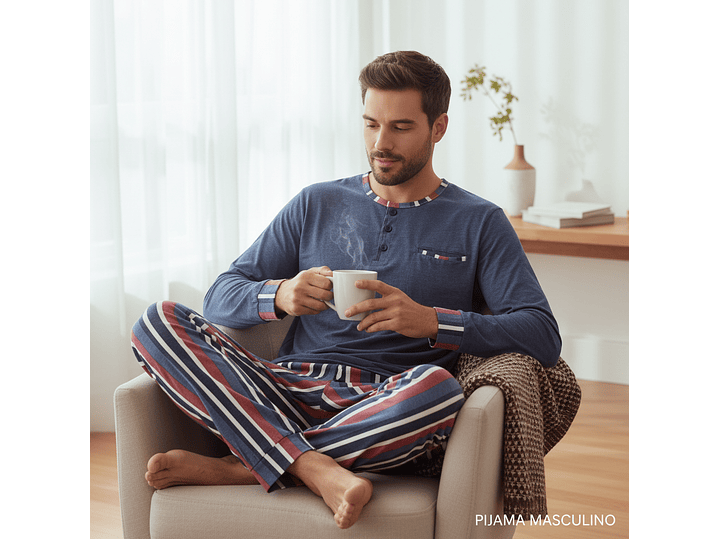 Pijama de homem em algodão - riscas 1