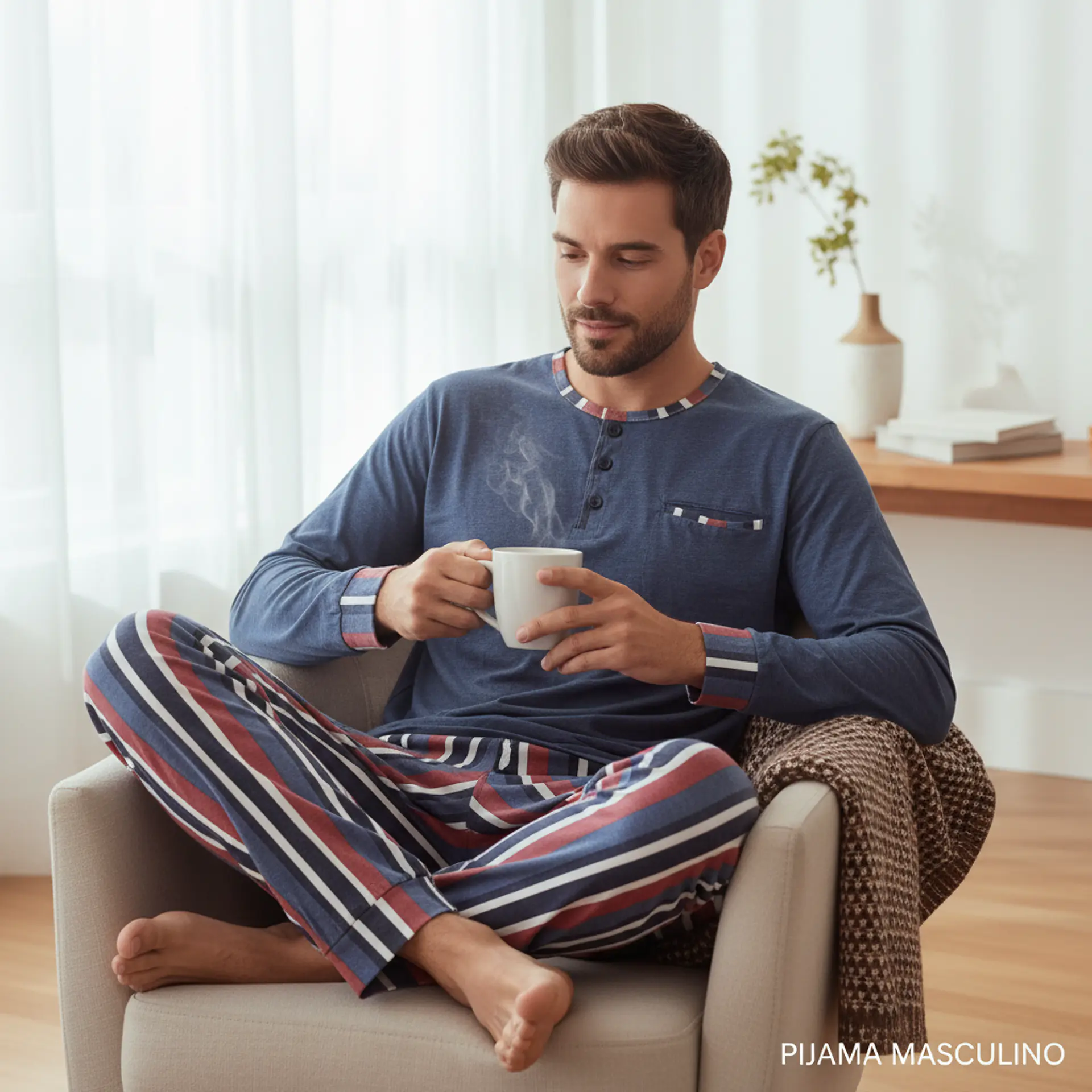 Pijama de homem em algodão - riscas 1