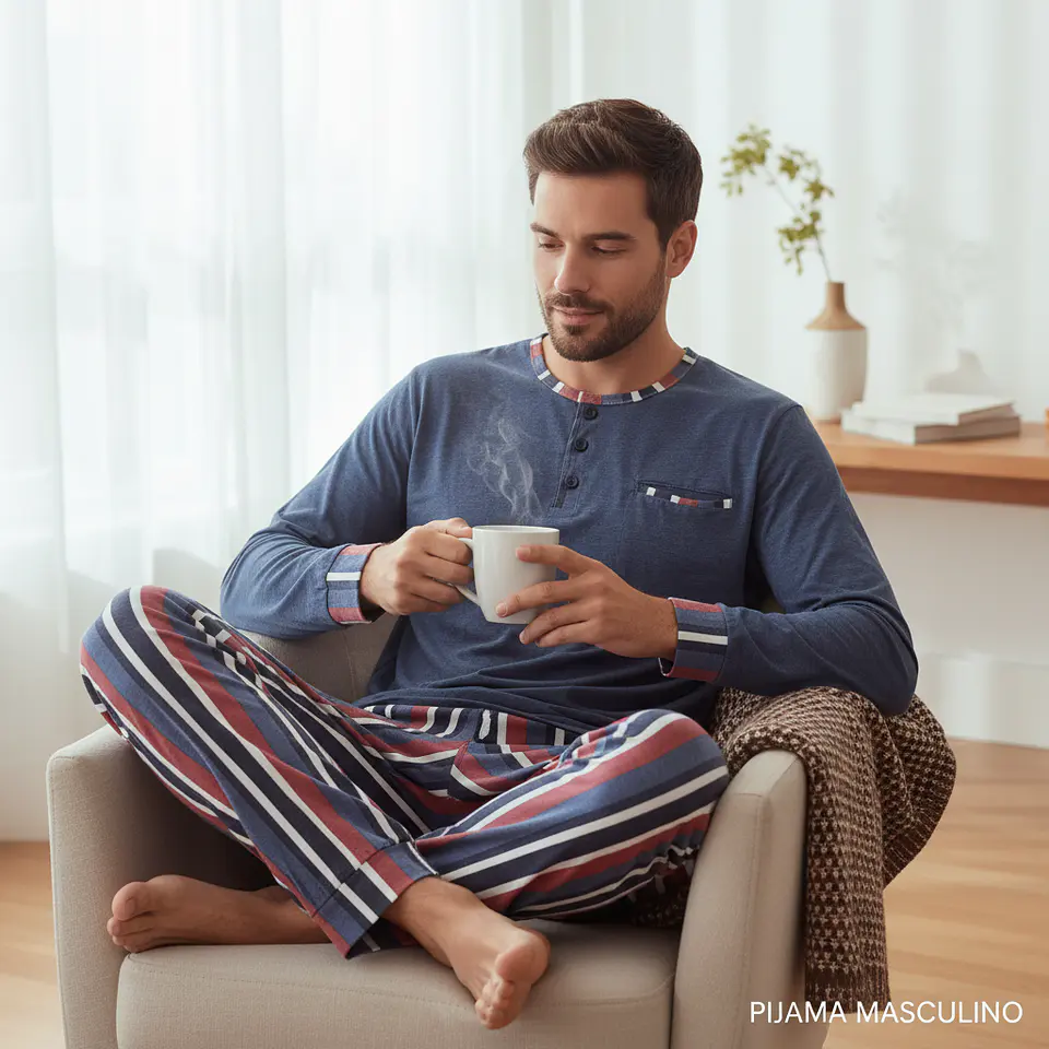 Pijama de homem em algodão - riscas 1
