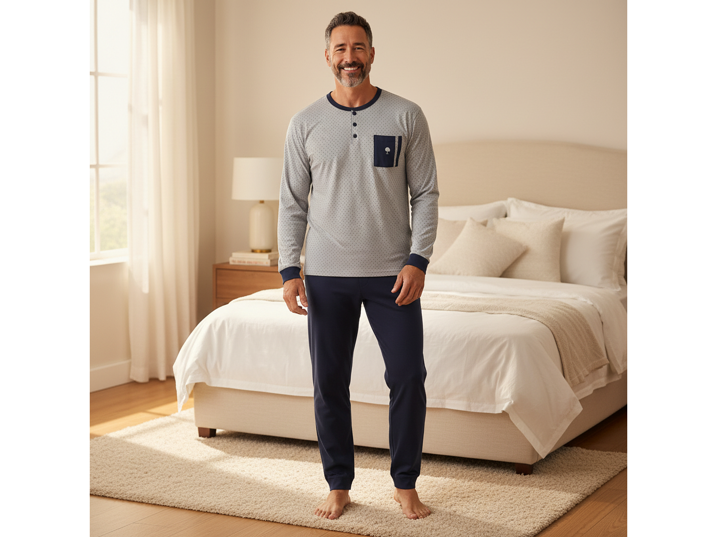 Pijama de homem em algodão - cinza 1