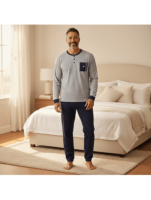 Pijama de homem em algodão - cinza