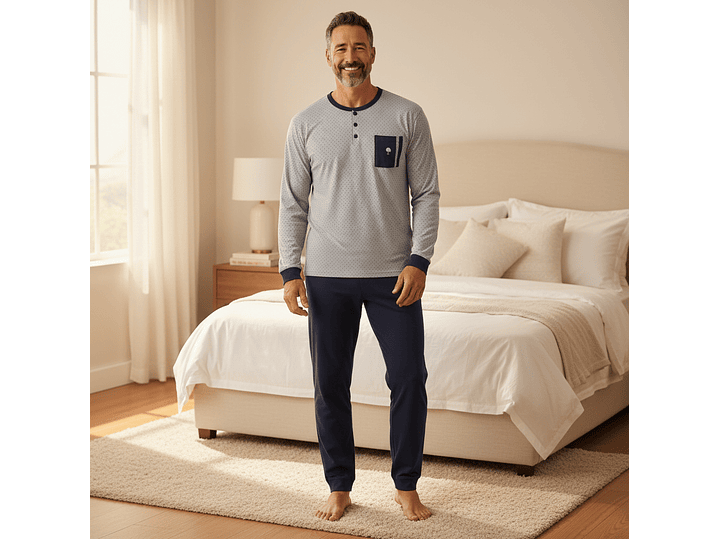 Pijama de homem em algodão - cinza 1