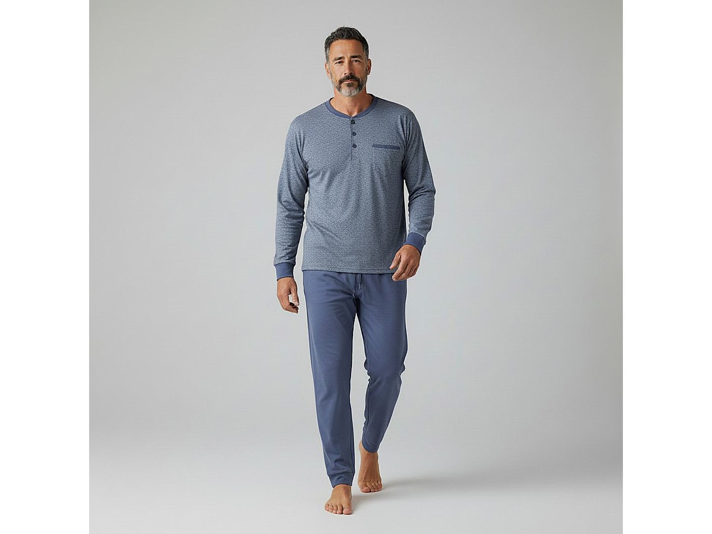 Pijama de homem em algodão - azul indigo 1
