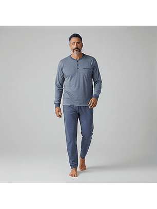 Pijama de homem em algodão - azul indigo