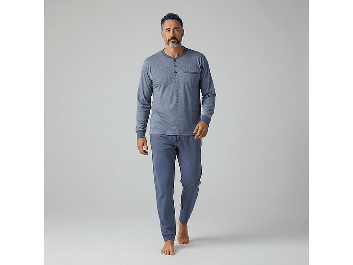 Pijama de homem em algodão - azul indigo 1