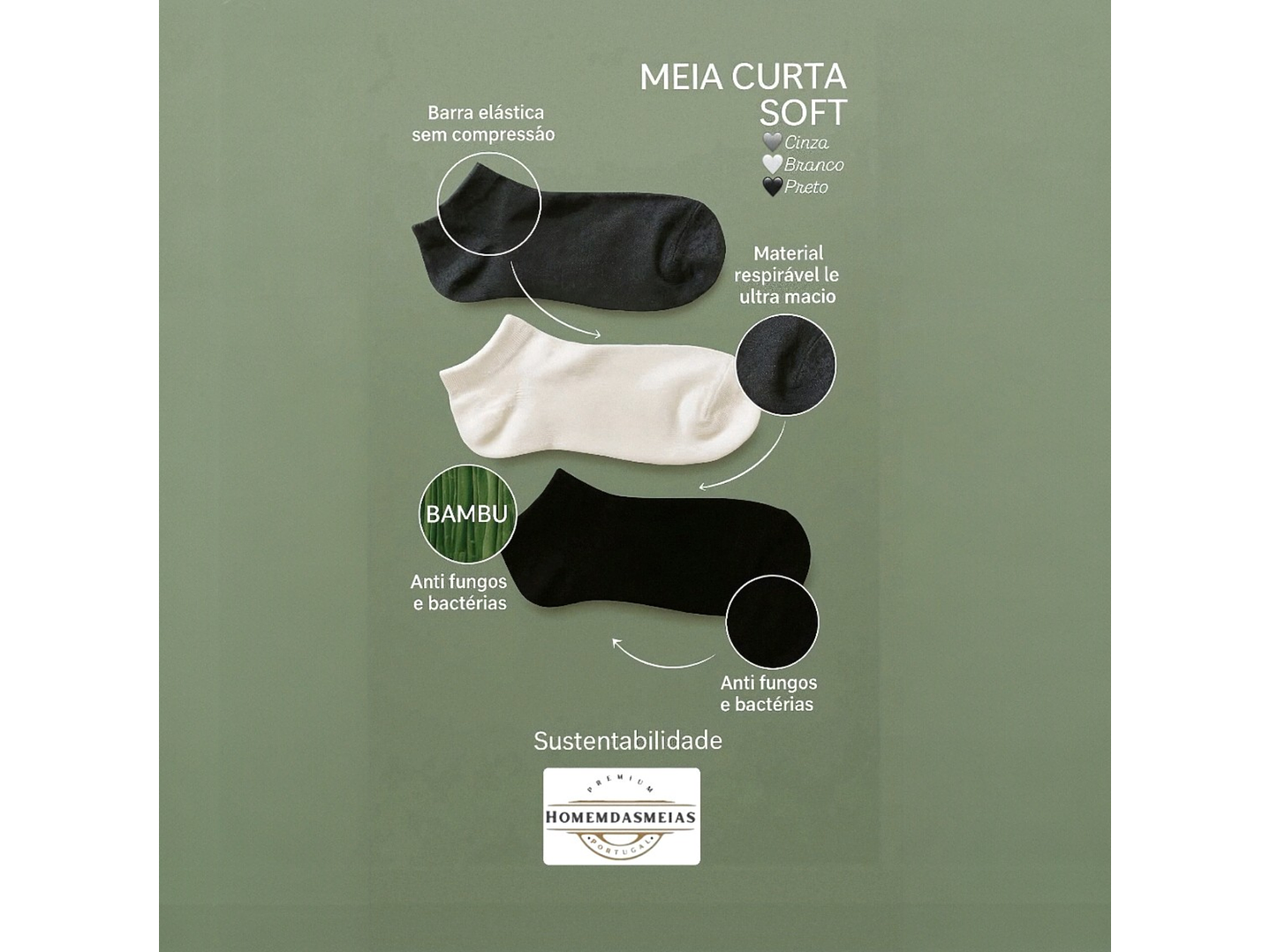 Meia baixa em fibra de bambu - Pack de 3 4