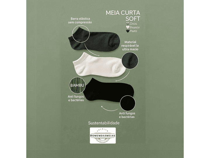 Meia baixa em fibra de bambu - Pack de 3 4
