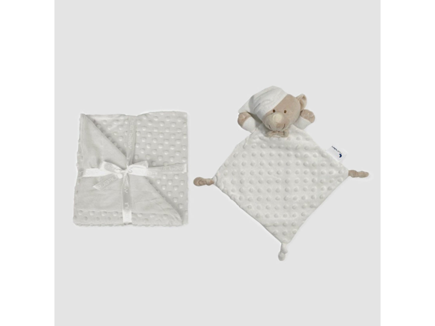 Manta + doudou em tecido topitos - branco 1