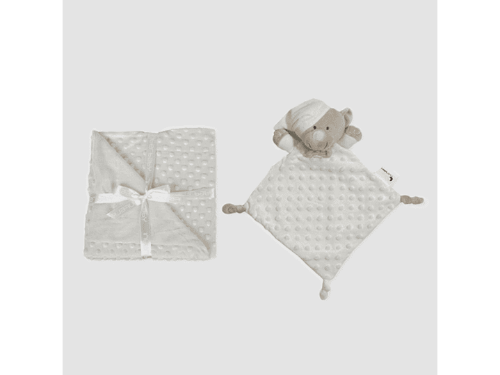 Manta + doudou em tecido topitos - branco 1