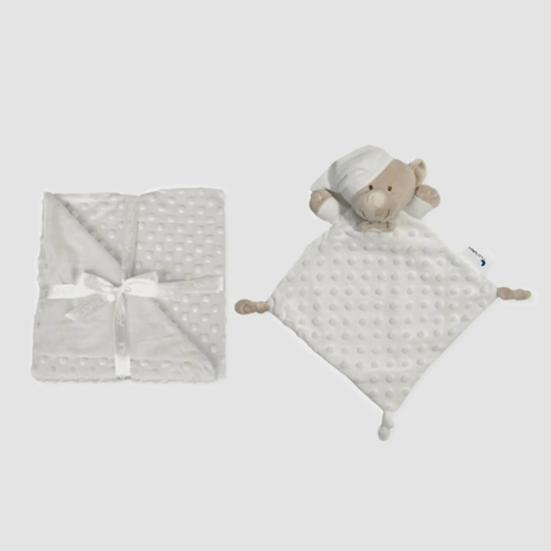 Manta + doudou em tecido topitos - branco 1