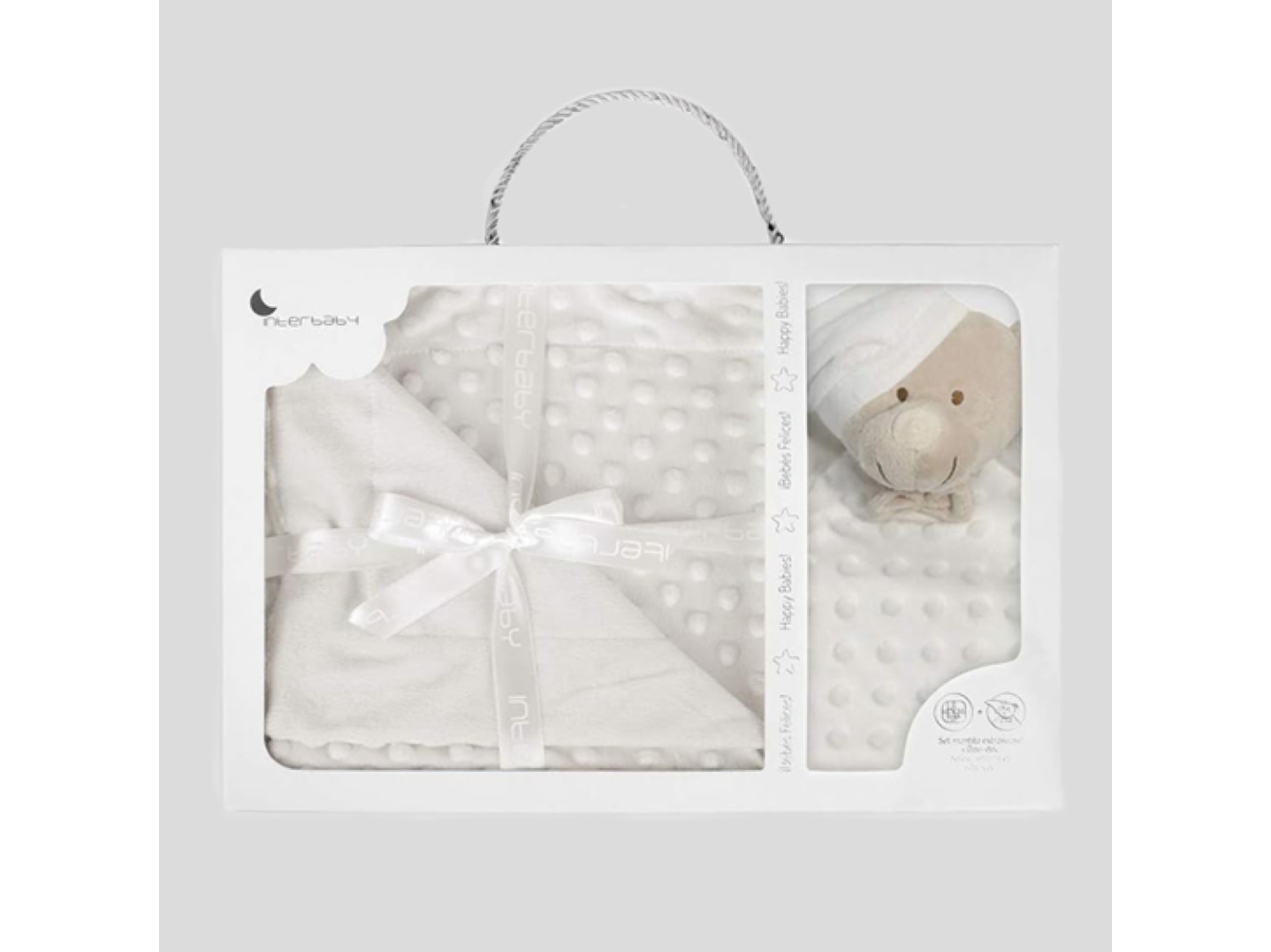 Manta + doudou em tecido topitos - branco 2