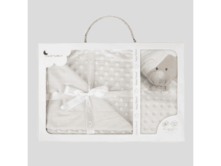 Manta + doudou em tecido topitos - branco 2