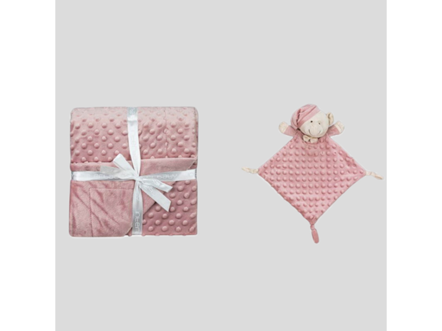 Manta + doudou em tecido topitos - rosa maquilhagem 1