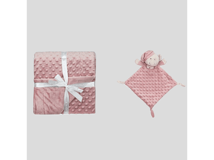 Manta + doudou em tecido topitos - rosa maquilhagem 1
