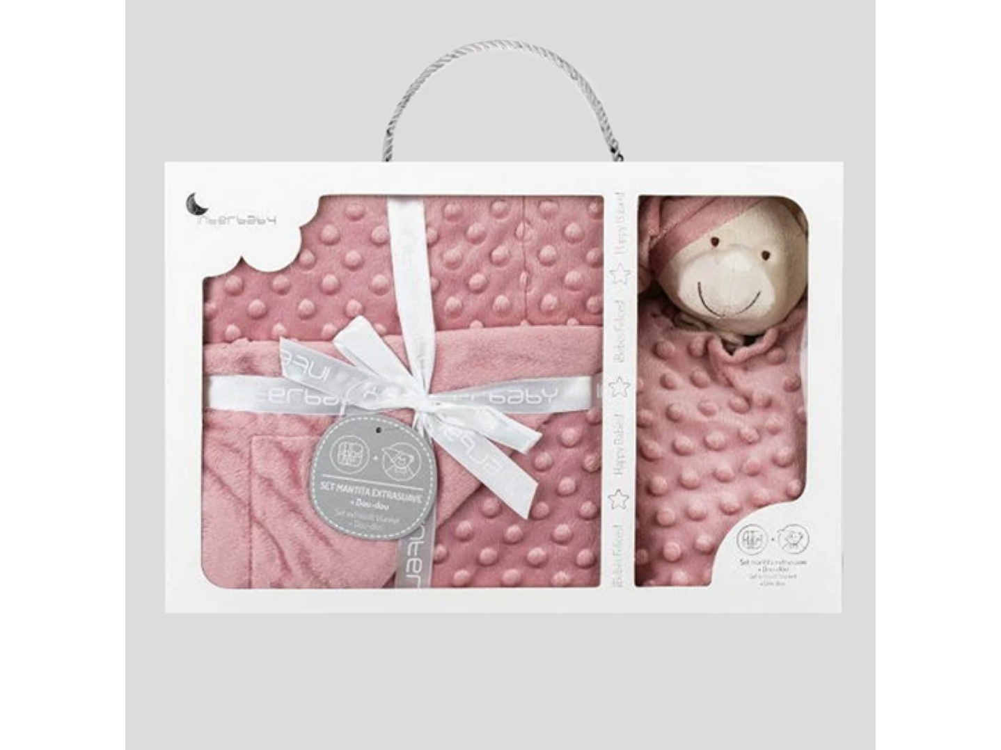 Manta + doudou em tecido topitos - rosa maquilhagem 2