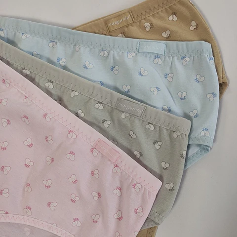 Cueca em algodão Margarida (abelhas) - Pack de 4 