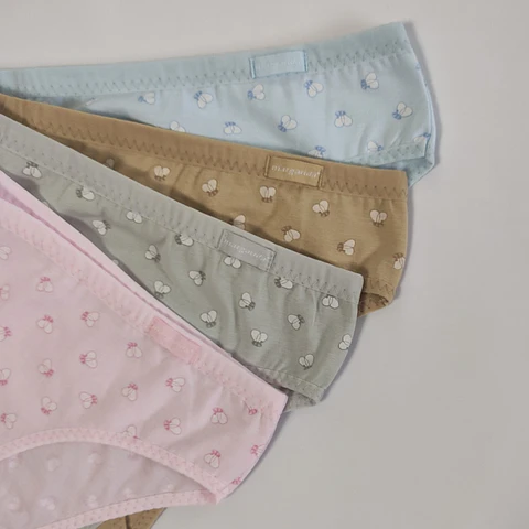 Bikini de algodão estampado abelhas marca Margarida - pack de 4