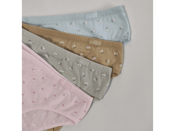 Bikini de algodão estampado abelhas marca Margarida - pack de 4 2