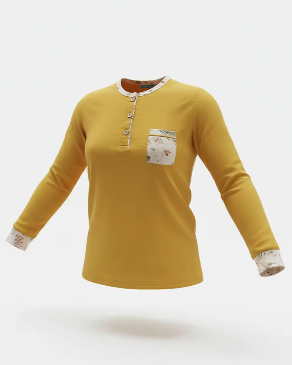 Pijama em algodão - amarelo torrado 3