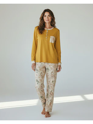 Pijama em algodão - amarelo torrado