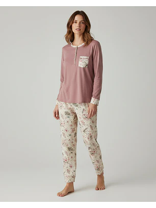 Pijama em algodão - rosa velho