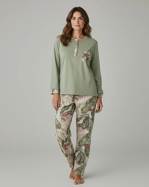 Pijama de mulher 100% algodão - verde