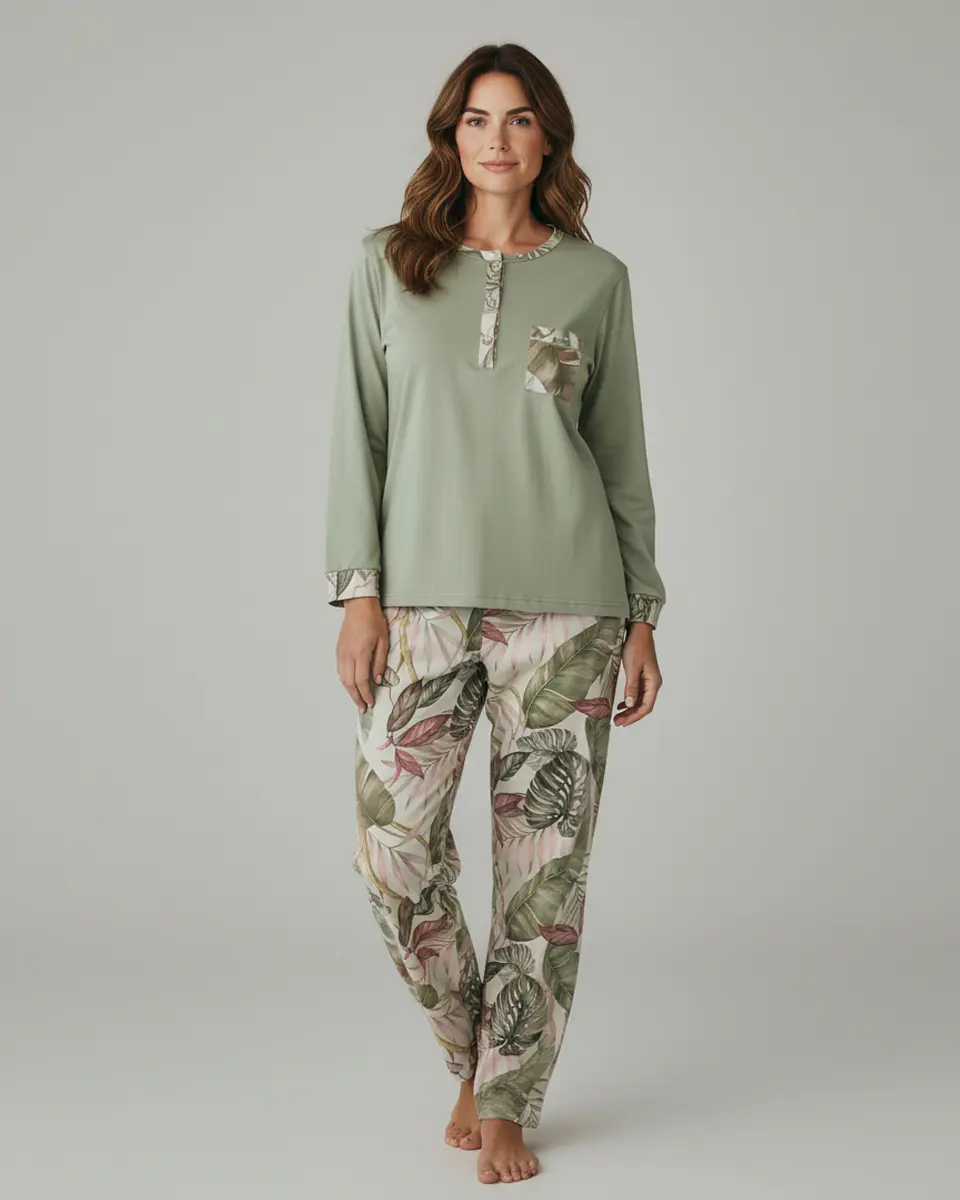 Pijama em algodão - verde 1