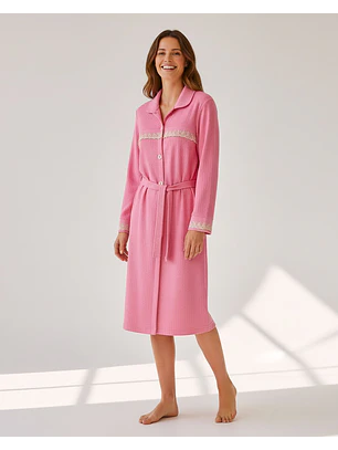 Robe de mulher em algodão com botões e cinto