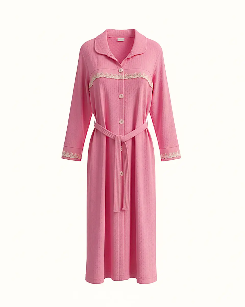 Robe de mulher em algodão com botões e cinto 3