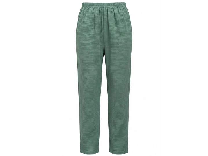 Pijama de Mulher em Musselina Fluida com Botões - verde 3