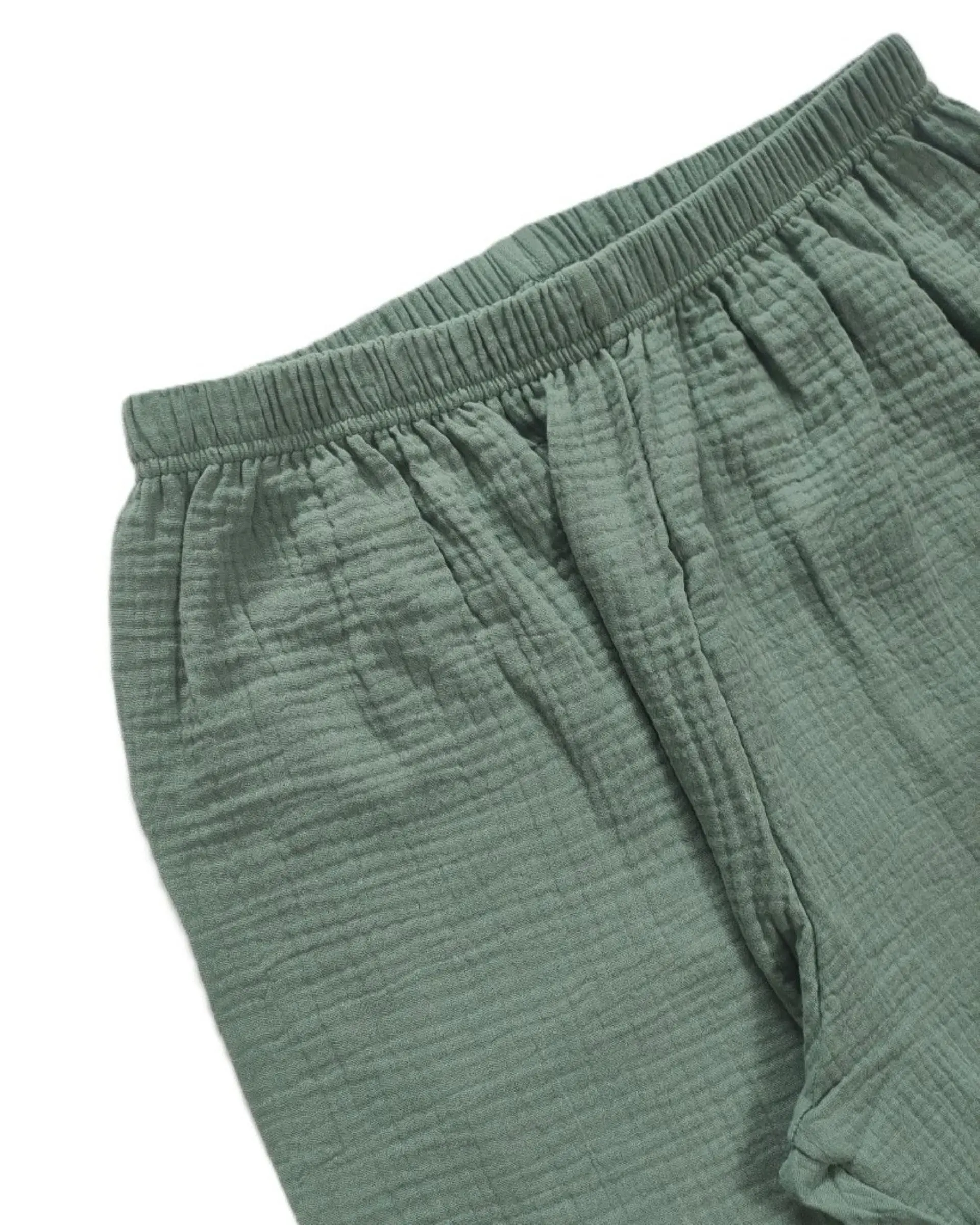 Pijama de Mulher em Musselina Fluida com Botões - verde 4