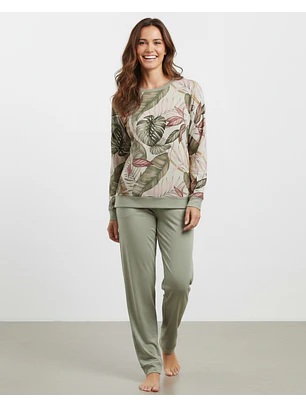 Pijama de mulher em algodão com decote redondo 