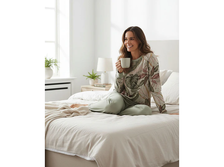 Pijama de mulher em algodão com decote redondo  2